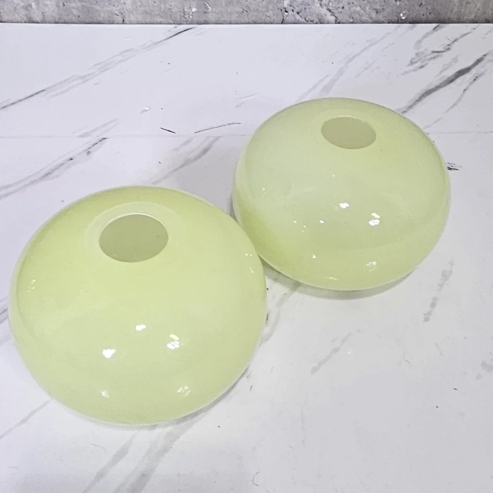 Pair of Ikea Barbro‎ Wesslander Pia Amsell Round Greenish Yellow Vase Hand Blown
